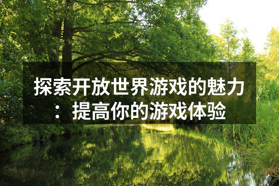 开放世界游戏的广阔地图